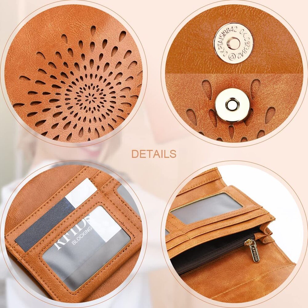 7376 Soft PU Leather Long Wallet Trifold Clutch Purse Credit Card Holder - Picture 5 of 6